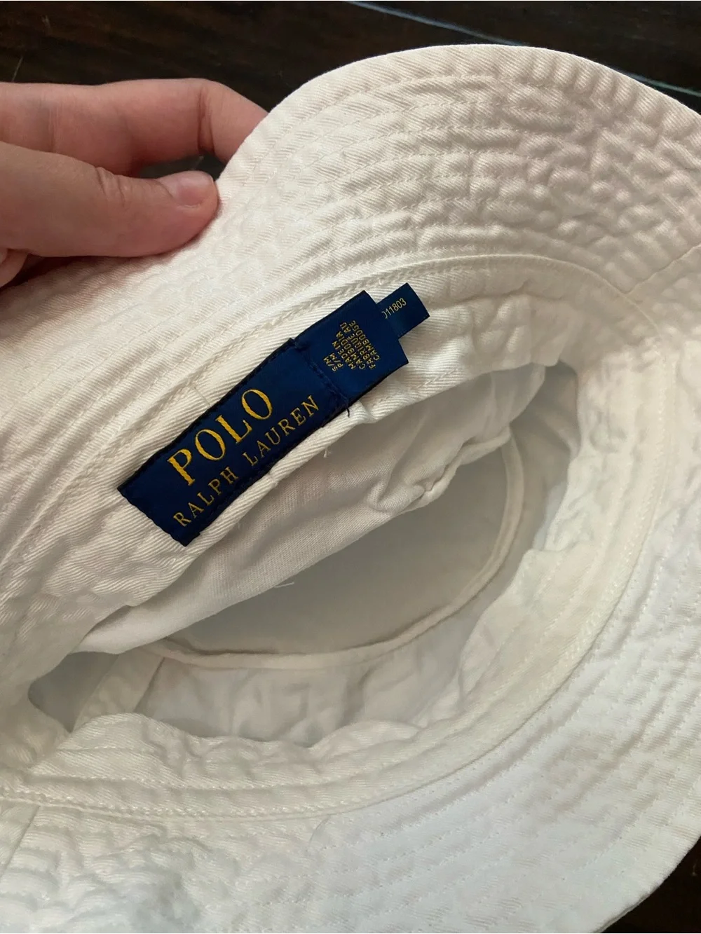 Polo Ralph Lauren White Cotton Bucket Hat Black Pony Logo S/M 39480